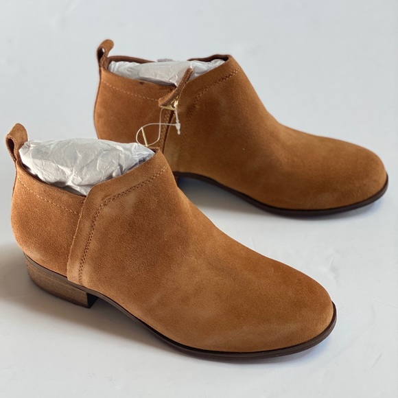 NEW Toms Deia Caramel Brown Suede Zip Bootie - Picture 3 of 7